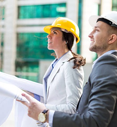 Architects looking at construction site